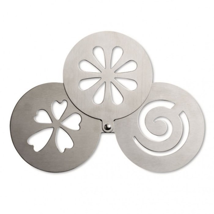 Collapsible Metal Coffee Stencil Duster - Flower, Swirl, Cappuccino, Latte Template by eBuyGB