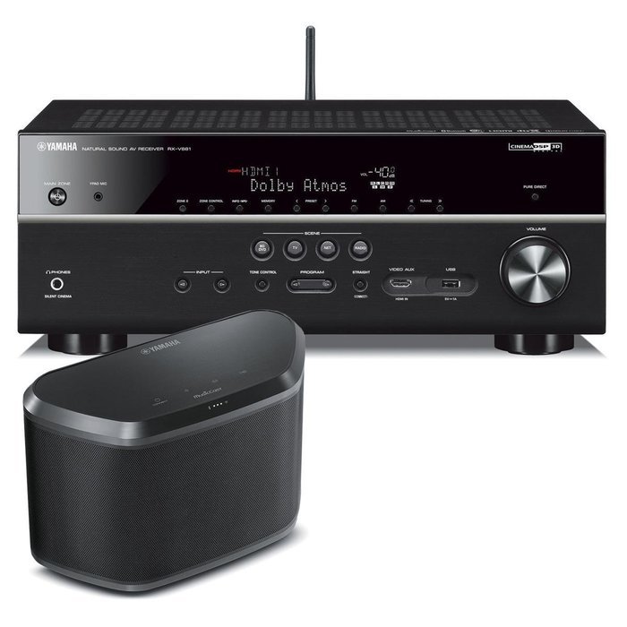 Yamaha RX-V681 7.2-Channel 4K AV Receiver with WX-030 MusicCast Wireless Speaker (Black) N3