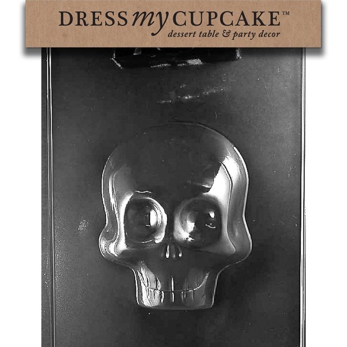 Dress My Cupcake DMCH166A Chocolate Candy Mold, Large 3D Skull Front, Halloween