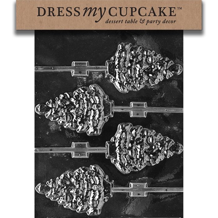 Dress My Cupcake DMCC038 Chocolate Candy Mold, Tree Lollipop, Christmas