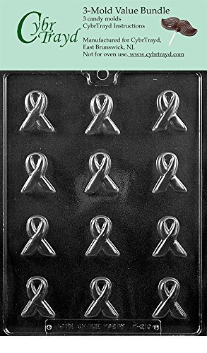 CybrTrayd M210-3BUNDLE Bite Size Awareness Ribbon Chocolate Candy Mold with Exclusive Copyrighted Chocolate Molding...