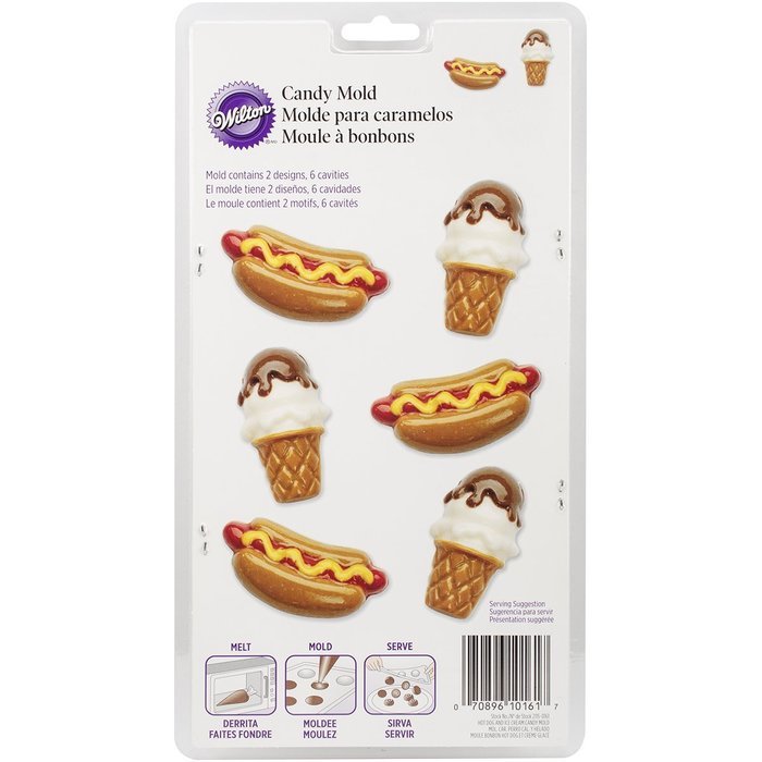 Wilton 2115-0161 Hotdog and Ice Cream Cone Candy Mold, Assorted