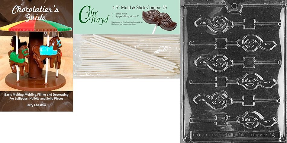Cybrtrayd J004 G-Clef Lolly Chocolate Candy Mold with Exclusive Cybrtrayd Copyrighted Chocolate Molding Instructions N10