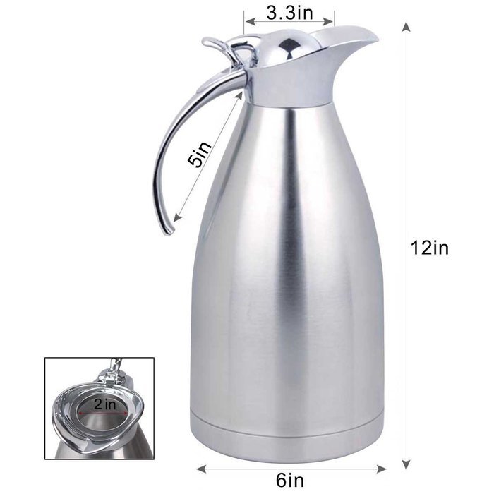 Panesor 2.2 Liter(75 Ounce) Thermal Coffee Carafe Stainless Steel Carafe Coffee Pot N12