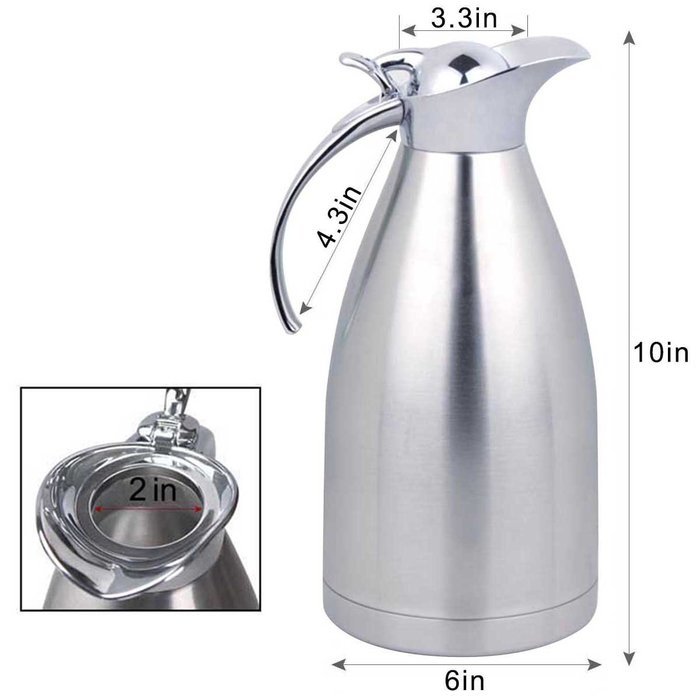 Panesor 2.2 Liter(75 Ounce) Thermal Coffee Carafe Stainless Steel Carafe Coffee Pot N13