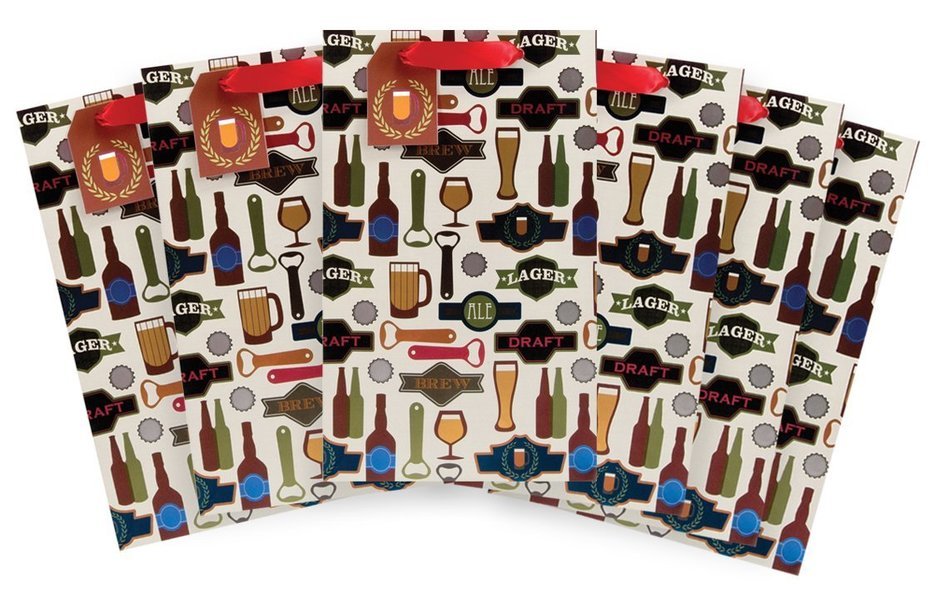 The Gift Wrap Company Pillar Gift Bags (Set of 6), All That Ales You, Multicolor