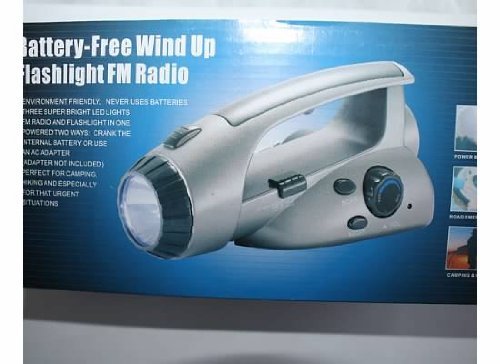 Battery-Free Wind Up Flashlight FM Radio