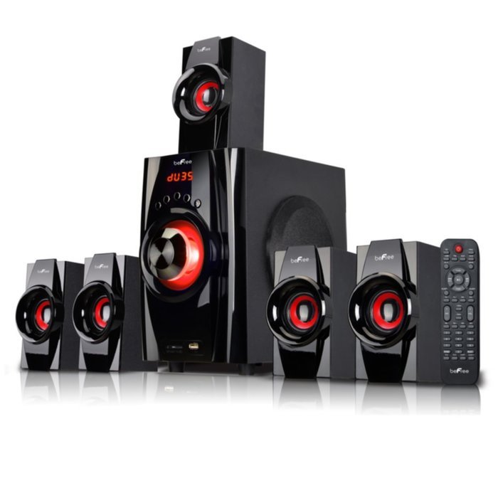 beFree Sound 5.1 Channel Bluetooth Speaker System with USB and SD Slots-Red Consumer Electronics