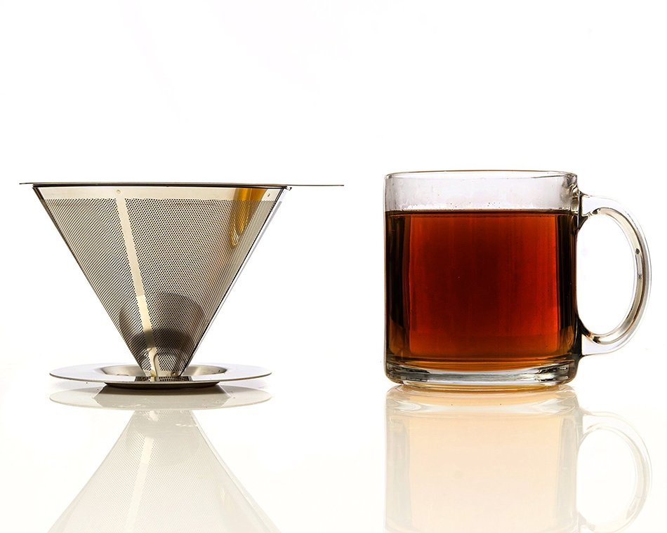 Paperless Pour Over Coffee Dripper &ndash; Stainless Steel Durable, Heat Resistant, Reusable Filter Cone & Dishwasher... N7