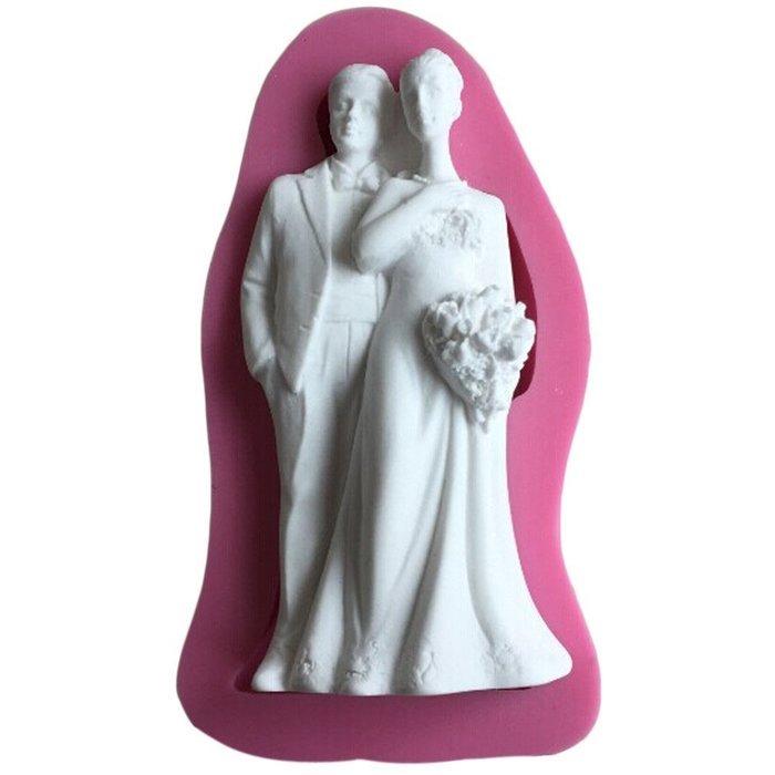 LYNCH Bride Bridegroom Shaped Wedding Cake Top 3D Silicone Fondant Cake Mold,Pink N6