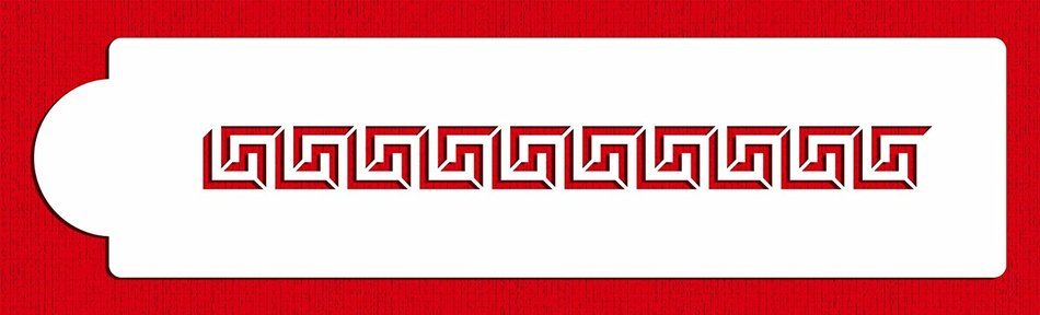 Designer Stencils C481 Greek Key Cake Stencil, Beige/Semi-Transparent N2