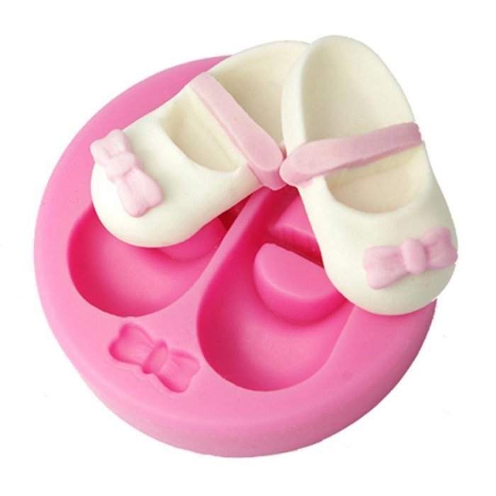 FOUR-C Sugarpaste Moulds Baby Girl Shoe Cupcake Decorating Molds Color Pink N2