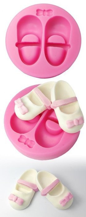 FOUR-C Sugarpaste Moulds Baby Girl Shoe Cupcake Decorating Molds Color Pink N3