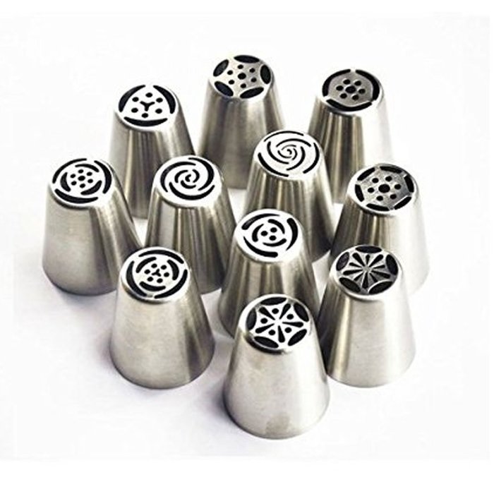 Ehdching 11pcs Russia Icing Piping Nozzles Pastry Tips Cake Sugarcraft Decorating Tools N2