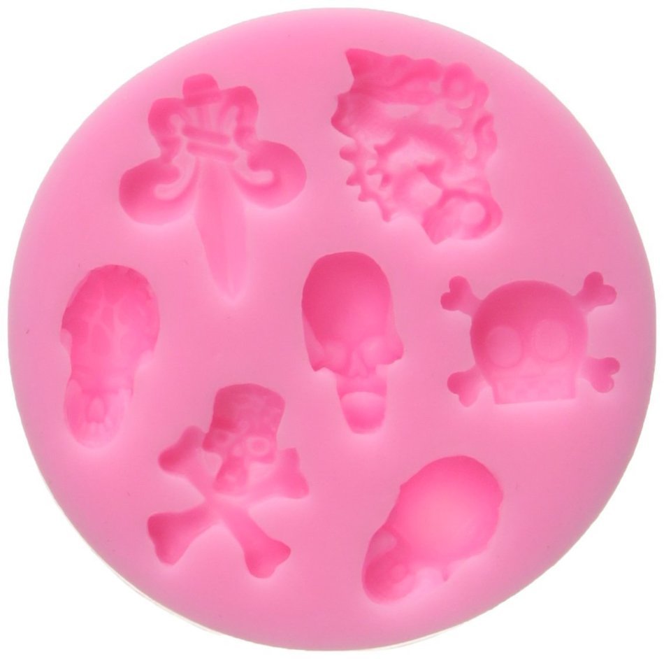 Longzang Skull Lizard Silicone Fondant Mold, Small, Pink