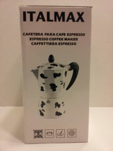 Italmax Cow Patterrn Black and White Stove Top 6 Cup Espresso Coffee Maker
