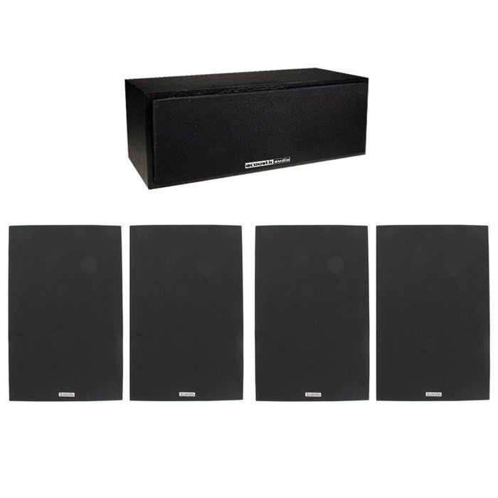 Acoustic Audio 4 Bookshelf & Center Home Speakers 5 Piece Set 450 Watt PS-S6C4-5