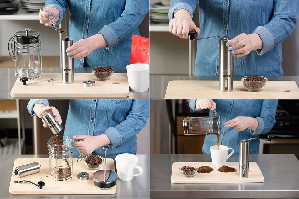 Premium Ceramic Burr Coffee Grinder - Portable Stainless Steel Coffee Mill by California Home Goods - Aeropress... N8