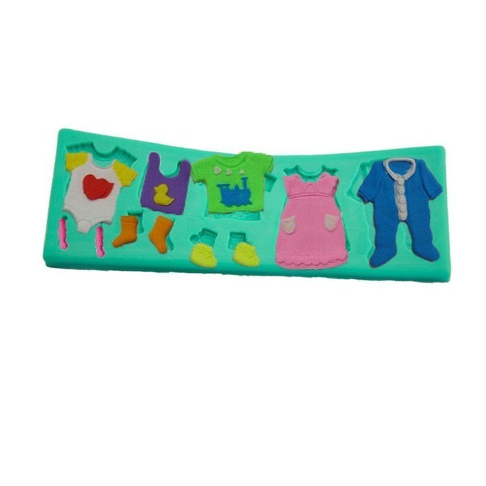 TANGCHU Fondant Cake Lace Mold Baby Clothes Washing Line Silicone Molds Cake Decorating 6.81*2.52*0.31inch Green N4