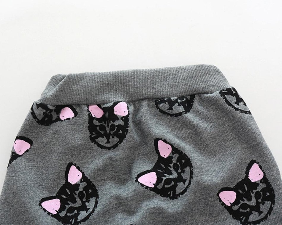 Set Clothes ,BeautyVan Baby Kids Set Clothes Long Sleeve Cats Print Tracksuit +Pants Outfits Set (90, gray) N5