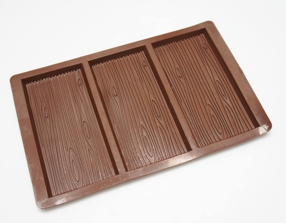 Silicone 3 Bar Wood Grain Effect Chocolate Mold N2