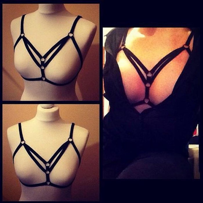 Bra Top ，Beautyvan Comfortable Bandage Alluring Harness Elastic Cage Strappy Hollow Out Bra Bustier (M, Black) N3