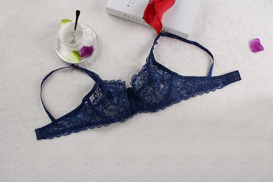PHOTNO Women Push Up Deep V Ultrathin Underwire Lace Brassiere Bra N52