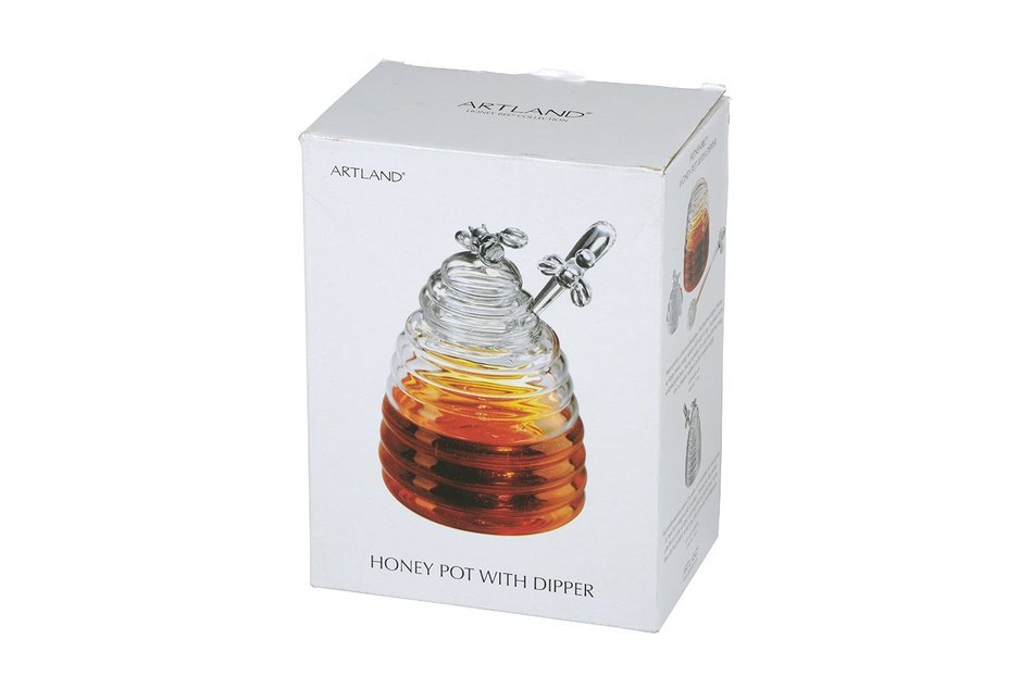 Artland Glass Bee Hive Honey Pot With Dipper - 15 ounce