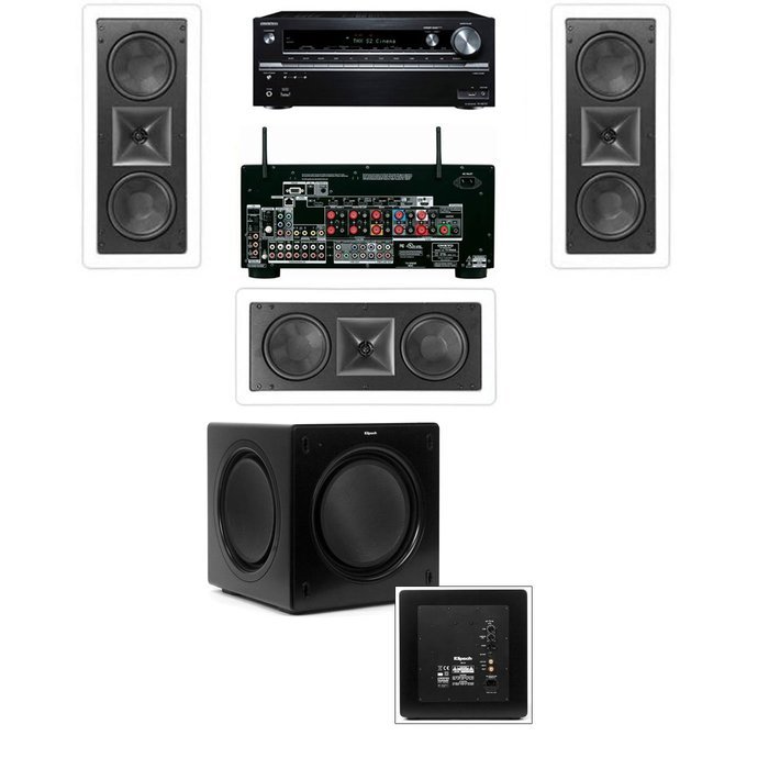 Klipsch KL-6502-THX In-wall LCR Speaker 3.1-SW-310-Onkyo TX-NR838 7.2 Channel
