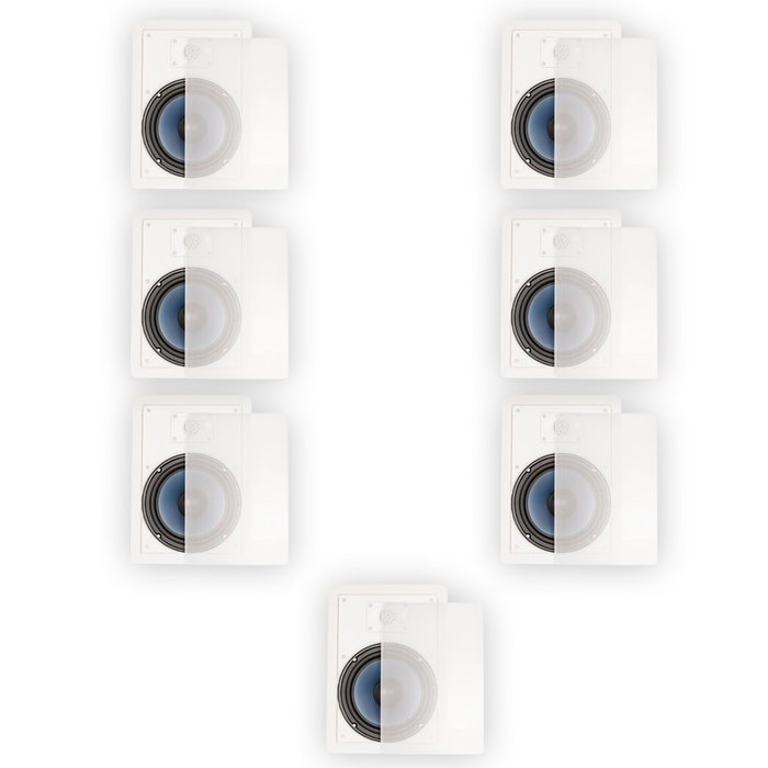 Blue Octave LW82 In Wall 8" Speakers Home Theater Surround Sound 2-Way 7 Speaker Set