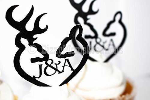Set of 12 - Personalized Browning Deer Cupcake Toppers - Birthday Cupcake Topper, birthday cake topper, wedding...