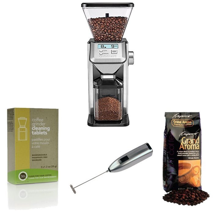 Cuisinart CBM-20 Premium Conical Burr Grinder w/ Grinder Cleaning Tablets & Milk Frother Bundle