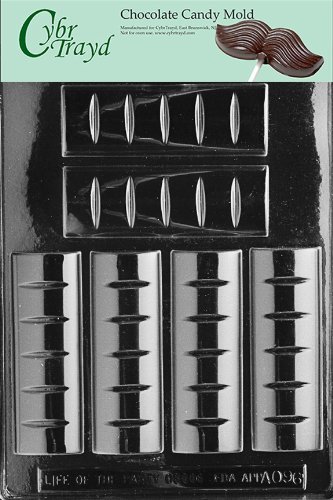 Cybrtrayd AO096 1-Ounce Bar Chocolate Candy Mold with Exclusive Cybrtrayd Copyrighted Chocolate Molding Instructions