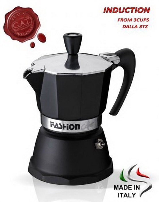 GAT Fashion 1 Cup Aluminium Stove Top Italian Espresso Coffee Maker Pot in Black N3