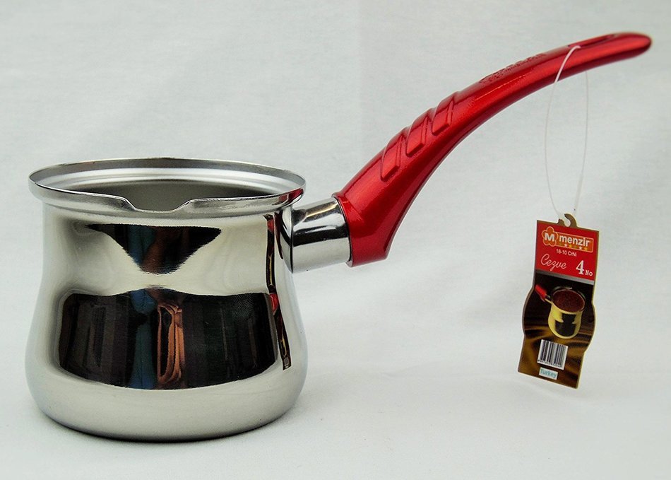 Menzir Stainless Steel Turkish Coffee Pot (Cezve) Series (Number 4 Ideal For 4 People) N6