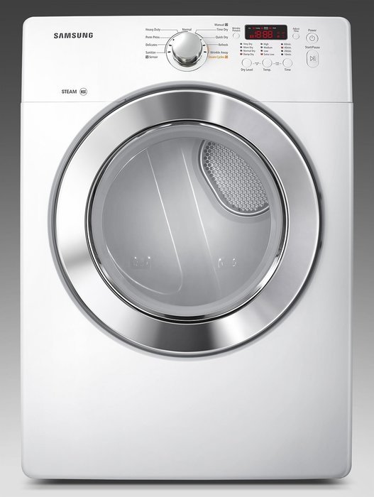 Samsung DV365GTBGWR 7.3 Cu. Ft. White Stackable With Steam Cycle Gas Dryer
