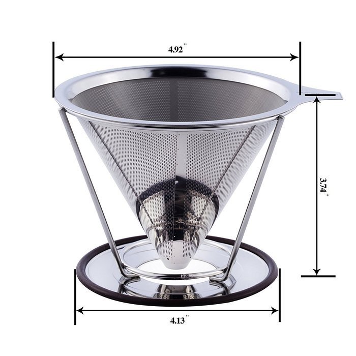 Superjare 1-2 Cups Reusable Stainless Steel Coffee Dripper with Pour Over Cup Stand 30106M