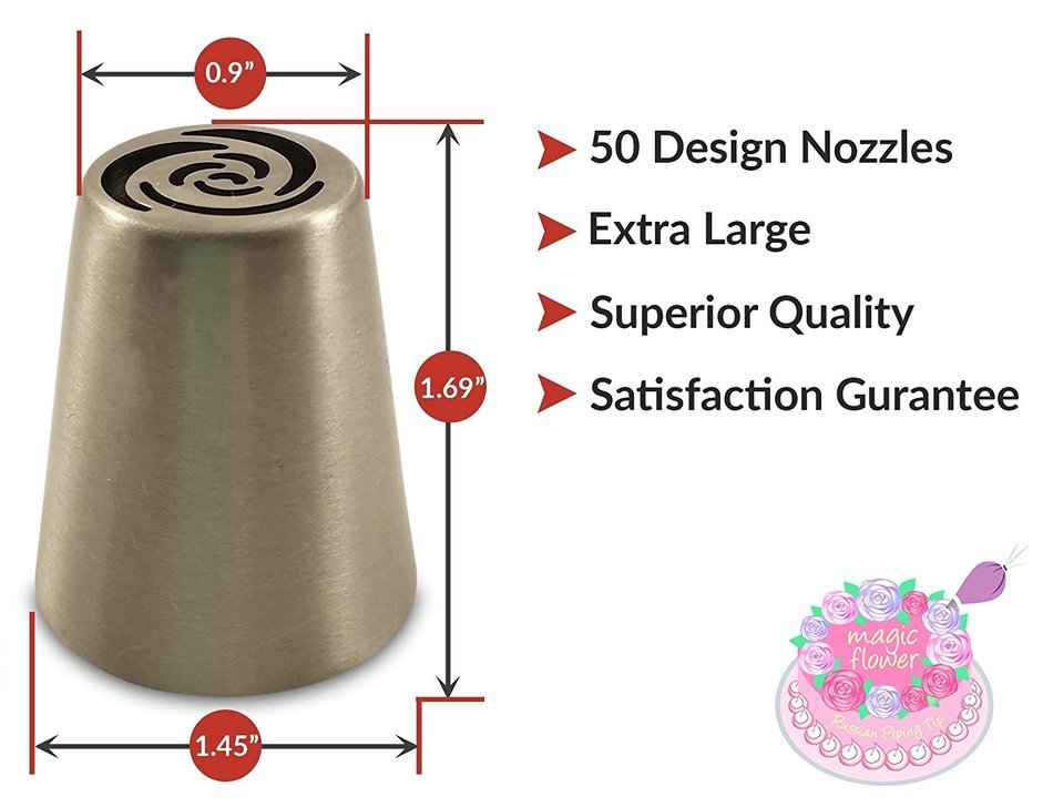 101 Pcs Russian Piping Tips Set &ndash; XL 304 Stainless Steel Piping Tips With 50 Nozzle Designs, 50 Disposable Pastry... N5