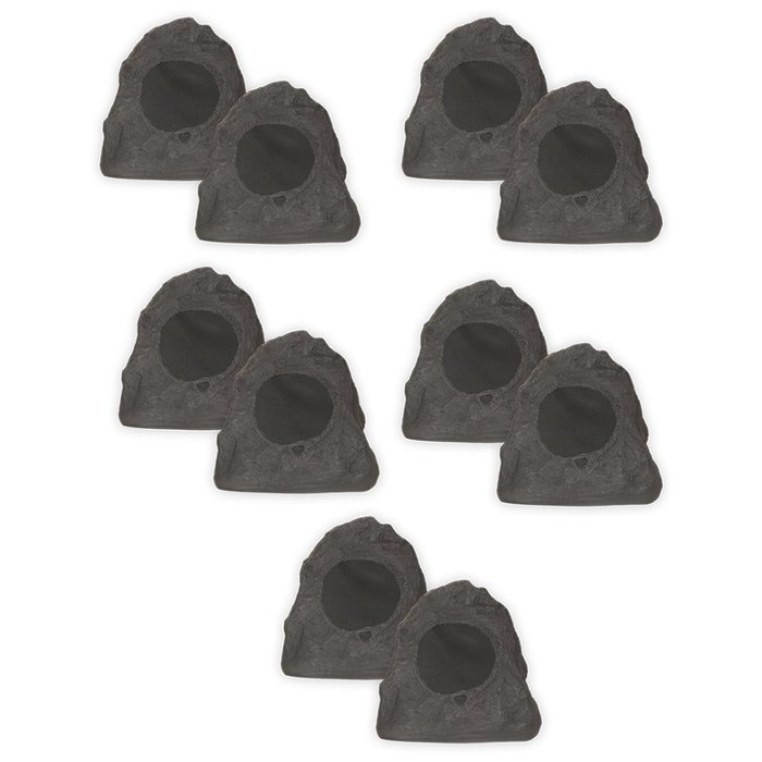 Theater Solutions 10R4L Outdoor Lava Rock 10 Speaker Set for Deck Pool Spa Patio Garden