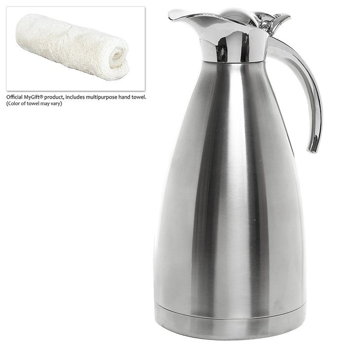 Double Wall Stainless Steel 2 Liter Vacuum Jug / Thermal Carafe / Insulated Pot for Coffee, Tea & Water N2