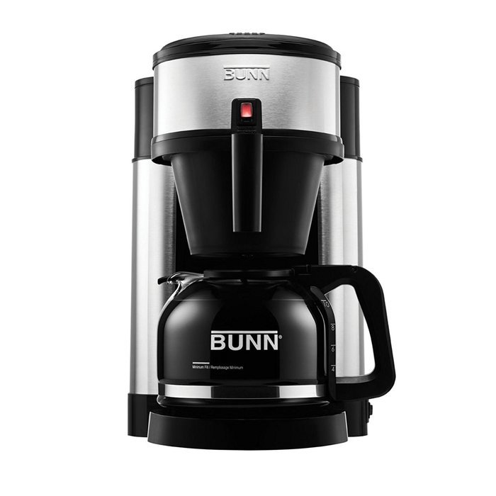 BUNN&reg; 10-Cup Home Coffee Brewer, Stainless Steel, Black