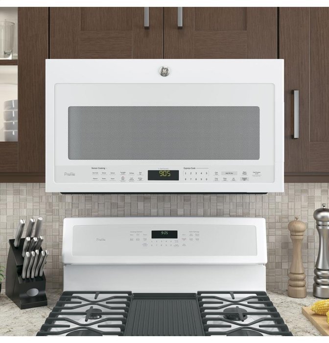 GE PVM9005DJWW Profile 2.1 Cu. Ft. White Over-the-Range Microwave N7