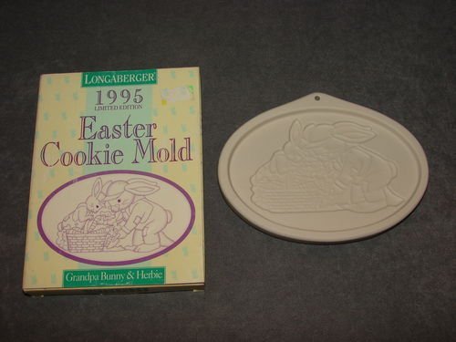 Longaberger 1995 Easter Cookie Mold - Grandpa bunny & herbie