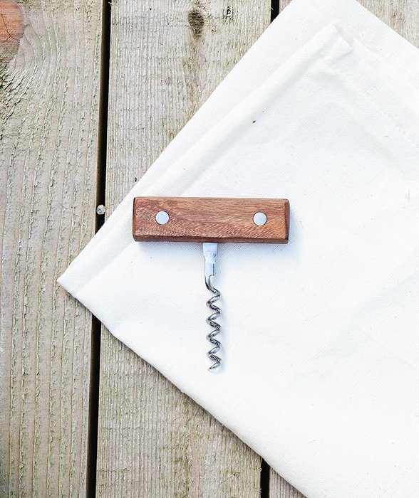 Country Home Acacia Wood and Stainless Steel Corkscrew by Twine N2
