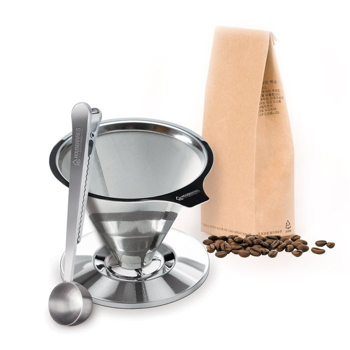 Stainless Steel Pour Over Coffee Dripper By Housewares Solutions + Bonus Coffee Scoop With Built In Bag Clip N7