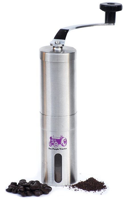 The Purple Tractor Coffee Grinder, Precise Stainless Steel Manual Hand Crank Ceramic Burr For Superior Consistency... N8