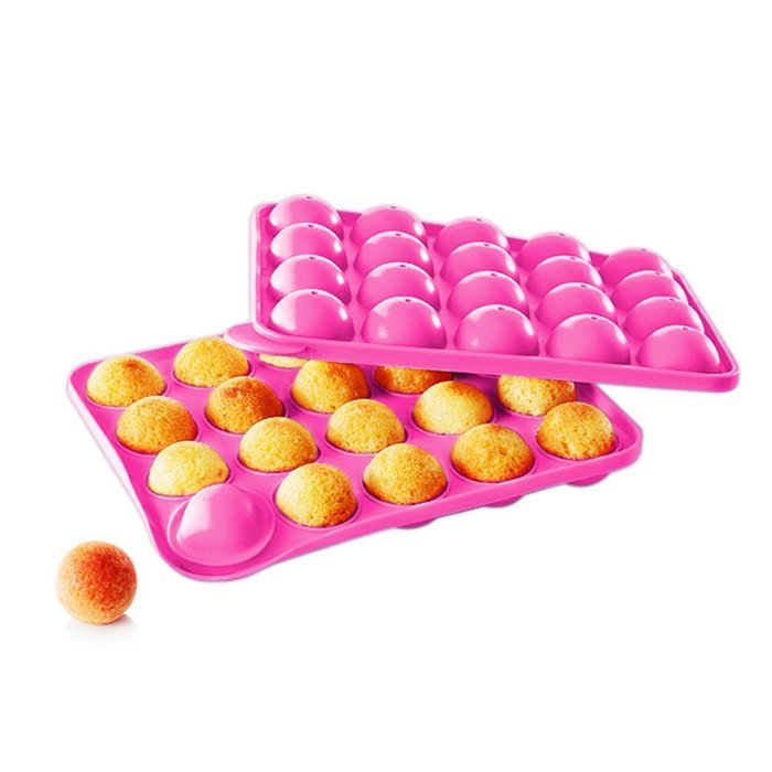 Ckeyin 12-Cavity Silicone Mold Ball Shaped Lollipop Cupcake Baking Mold with 20Pcs Sticks N4