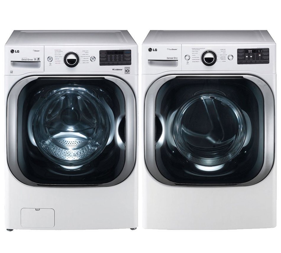 LG White Front Load Mega Capacity Laundry Pair with WM8000HWA 29" Washer and DLGX8001W 29" Gas Dryer