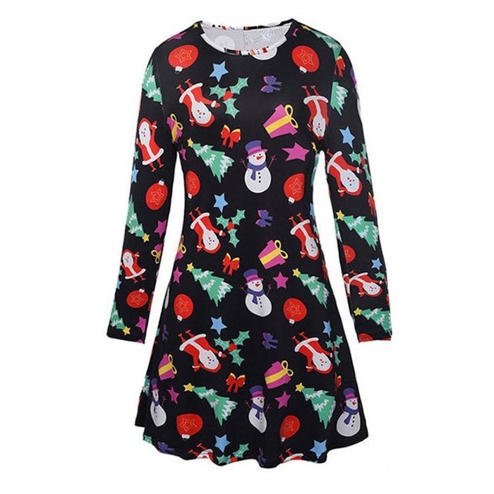 Xmas Dress,Morecome Ladies Christmas Long Sleeve Flared Party Dresses (XXL, Black)