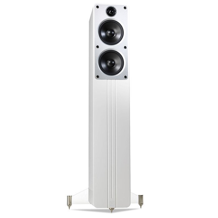Q Acoustics Concept 40 Floorstanding Speaker Pair (Gloss White) + QED Silver Anniversary XT Speaker Cable Pair...